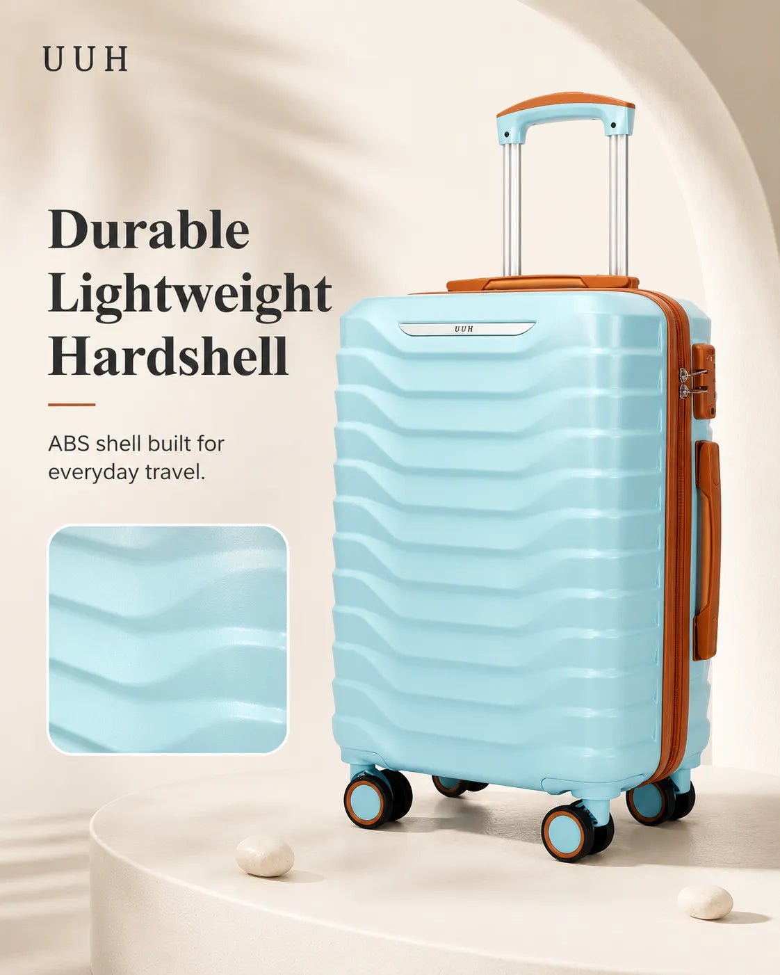 UUH 7 Piece Luggage Set Space Blue Hardshell Suitcases - UUH OFFICIAL - Luggage Set - UUH OFFICIAL