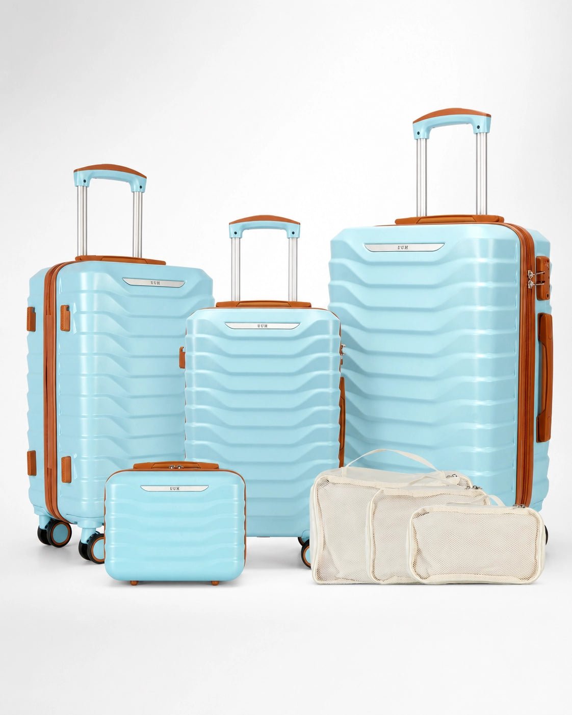UUH 7 Piece Luggage Set Space Blue Hardshell Suitcases - UUH OFFICIAL - Luggage Set - UUH OFFICIAL