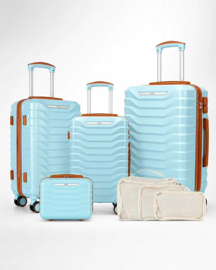 UUH 7 Piece Luggage Set Space Blue Hardshell Suitcases - UUH OFFICIAL - Luggage Set - UUH OFFICIAL
