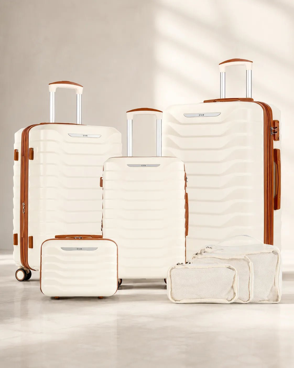 UUH 7 Piece Luggage Set White Hardshell Suitcases - UUH OFFICIAL - Luggage Set - UUH OFFICIAL