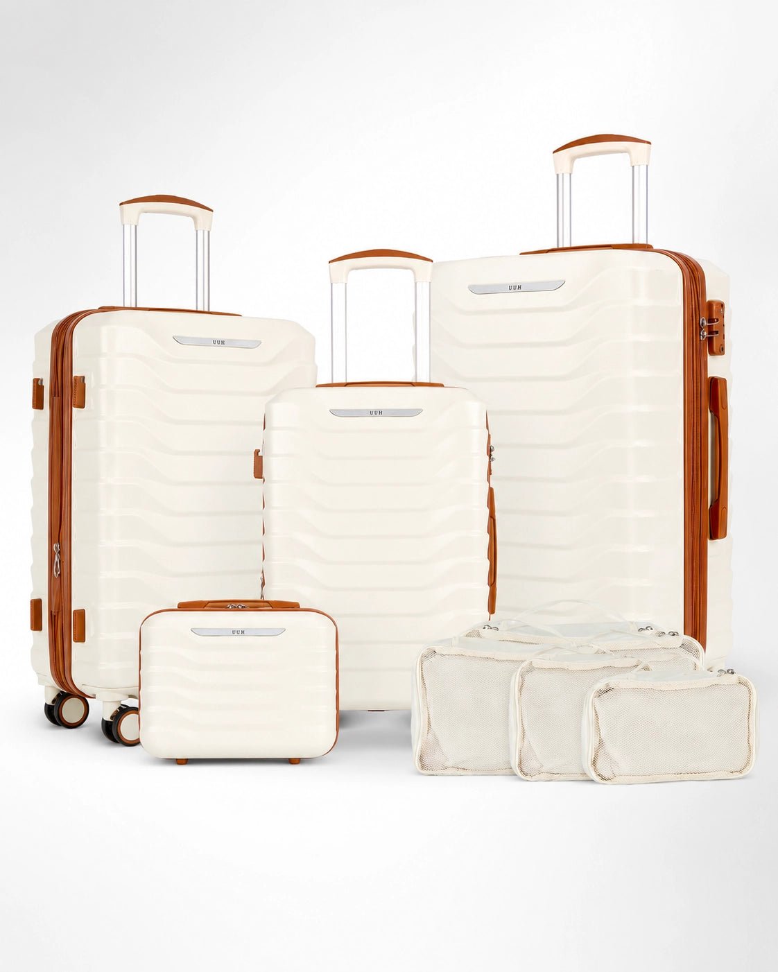 UUH 7 Piece Luggage Set White Hardshell Suitcases - UUH OFFICIAL - Luggage Set - UUH OFFICIAL
