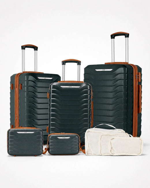 UUH 8 Piece Luggage Set Army Green Hardshell Suitcases - UUH OFFICIAL - Luggage Set - UUH OFFICIAL