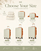 UUH 8 Piece Luggage Set Light Sage Green Hardshell Suitcases - UUH OFFICIAL - Luggage Set - UUH OFFICIAL