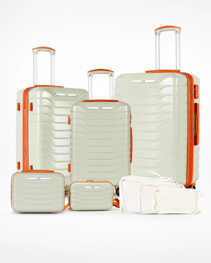 UUH 8 Piece Luggage Set Light Sage Green Hardshell Suitcases - UUH OFFICIAL - Luggage Set - UUH OFFICIAL