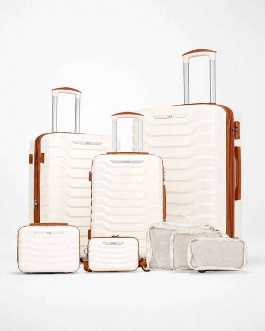 UUH 8 Piece Luggage Set White Hardshell Suitcases - UUH OFFICIAL - Luggage Set - UUH OFFICIAL