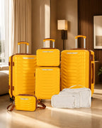 UUH 8 Piece Luggage Set Yellow Hardshell Suitcases - UUH OFFICIAL - Luggage Set - UUH OFFICIAL