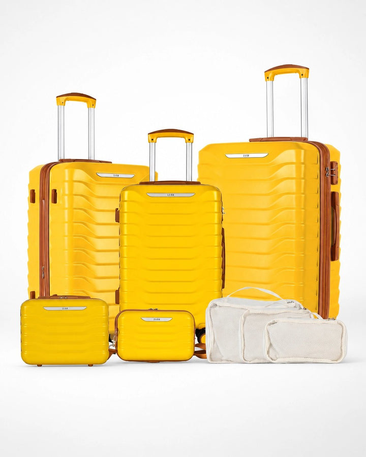 UUH 8 Piece Luggage Set Yellow Hardshell Suitcases - UUH OFFICIAL - Luggage Set - UUH OFFICIAL