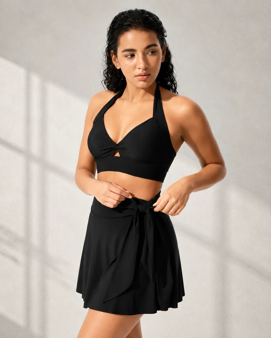UUH Black Tie-Knot Vest and Skirt Set for Women - UUH OFFICIAL - Women’s Swimwear - UUH OFFICIAL