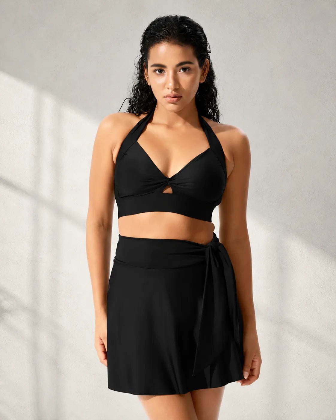 UUH Black Tie-Knot Vest and Skirt Set for Women - UUH OFFICIAL - Women’s Swimwear - UUH OFFICIAL