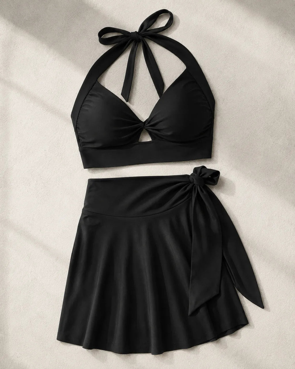 UUH Black Tie-Knot Vest and Skirt Set for Women - UUH OFFICIAL - Women’s Swimwear - UUH OFFICIAL