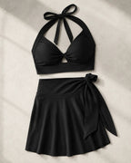 UUH Black Tie-Knot Vest and Skirt Set for Women - UUH OFFICIAL - Women’s Swimwear - UUH OFFICIAL