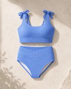 UUH Blue Ribbed Camisole Two Piece Set - UUH OFFICIAL - Women’s Swimwear - UUH OFFICIAL