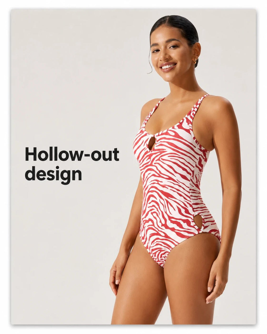 UUH Zebra Print Cutout Backless One Piece Swimsuit for Women - UUH OFFICIAL - Women’s Swimwear - UUH OFFICIAL