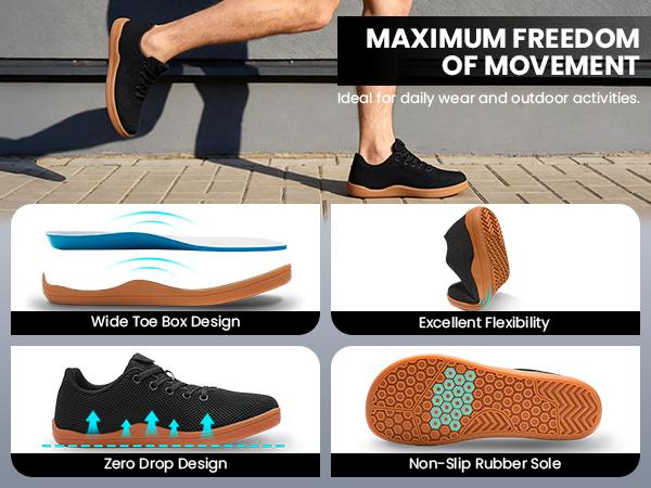 UUH Zorwalk Men's Wide Toe Box Walking Shoes – Zero Drop PU Leather Sneakers - UUH OFFICIAL - Men's Walking Shoes - UUH OFFICIAL