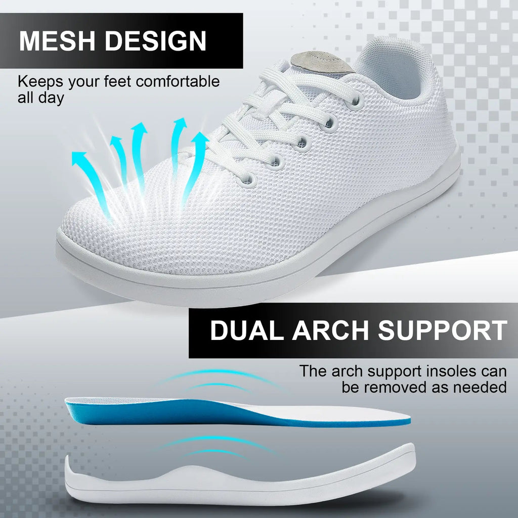 UUH Zorwalk Women's Wide Toe Box Barefoot Sneakers – Zero Drop PU Leather Shoes - UUH OFFICIAL - Women's Barefoot Sneakers - UUH OFFICIAL